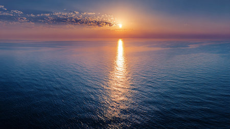 Aerial view of sunset over the sea. Beautiful seascape.の素材