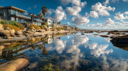 Panoramic view of Pebble Beach in San Diego, California.の素材