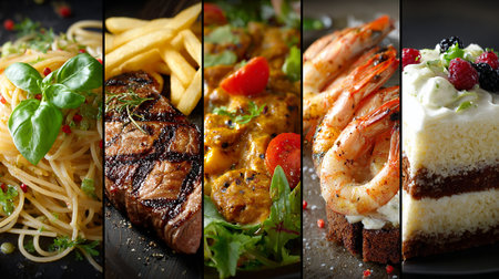 Collage of different delicious food. Healthy eating concept. Selective focusの素材