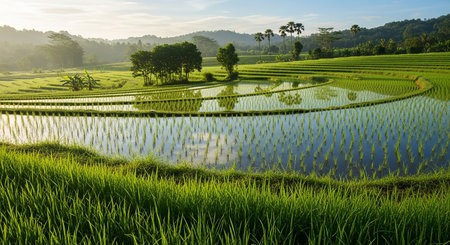 Rice fields in Bali, Indonesia. Rice terraces in Bali.の素材