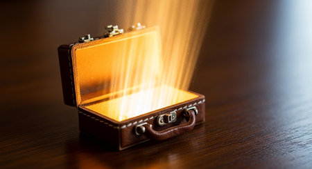 A closeup shot of a jewellery box with a burning fuseの素材