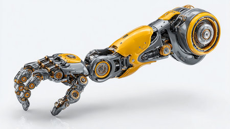 3d rendering robotic arm on a white background with clipping path.の素材