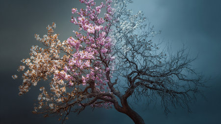 Beautiful cherry blossom tree in spring time. 3d renderingの素材