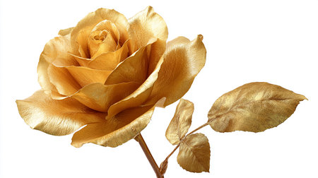 golden rose isolated on white background with clipping path. studio shot.の素材