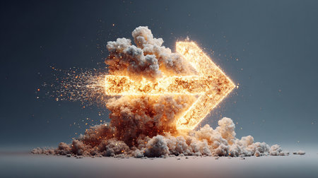 Falling cloud of smoke and fire. 3d rendering. Collage.の素材