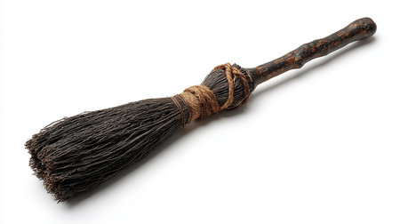 Witch broom isolated on a white background. Clipping path included.の素材