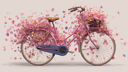 Bicycles with flowers on a light background. 3d renderingの素材