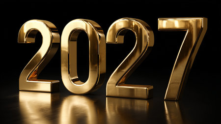 2021 golden numbers on black background. New Year concept. 3D Renderingの素材