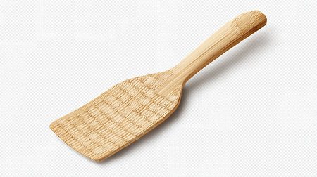Wooden spatula isolated on white background. 3d illustration.の素材