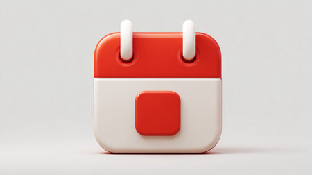 Calendar icon with red button on white background. 3D renderingの素材