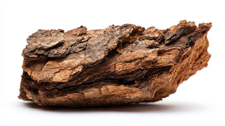 Dry tree bark isolated on white background. Clipping path included.の素材
