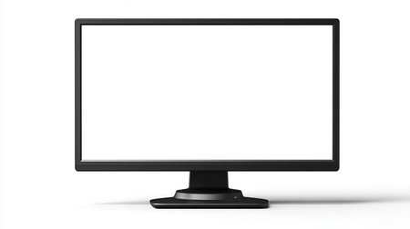 Computer monitor with blank screen isolated on white background. 3d illustrationの素材