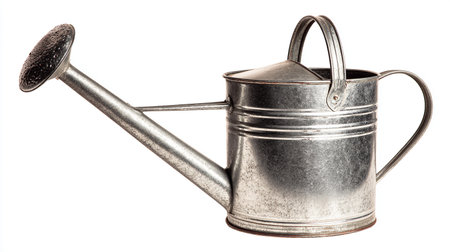 Metal watering can isolated on white background. Clipping path included.の素材