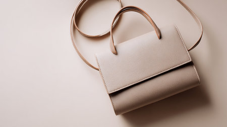 Luxury beige leather clutch isolated on a white background.の素材