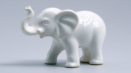 Elephant ceramic figurine isolated on white background with clipping path.の素材