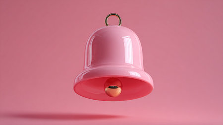 Red bell on a pink background. 3d render. Minimal concept.の素材