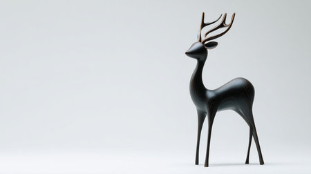 3d rendering of a black reindeer on a white backgroundの素材