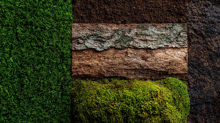Green moss on old brick wall texture background. Green moss on old brick wall texture background.の素材