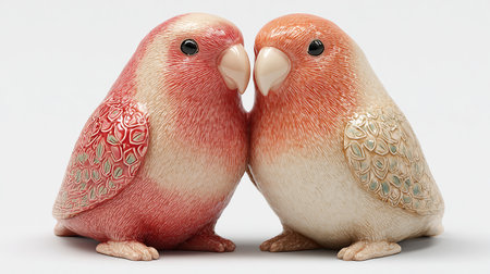 Couple of love birds on white background, valentine's dayの素材