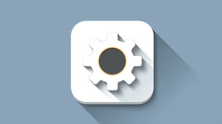 Cogwheel icon. Flat design style. Long shadow version.の素材