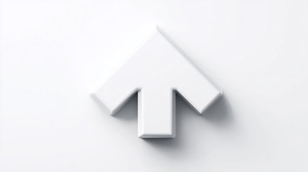 3d rendering of a white arrow pointing up on a white backgroundの素材