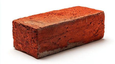 Red brick on a white background. 3d rendering. Computer digital drawing.の素材