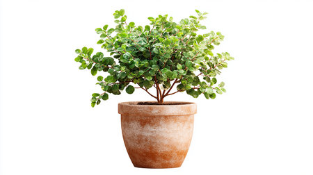 Bonsai tree in a pot isolated on white background with clipping pathの素材
