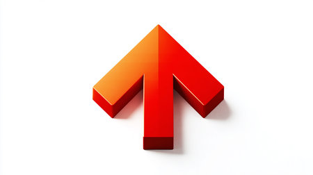 Red arrow on a white background. 3d rendering, 3d illustration.の素材