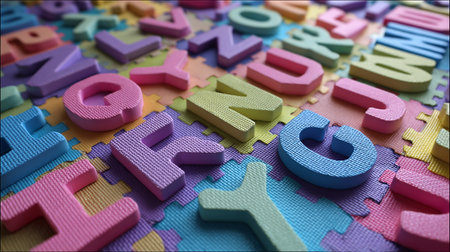Colorful wooden toy alphabets. 3d rendering.の素材
