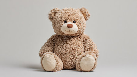 Teddy bear sitting on white background with copy space for text.の素材