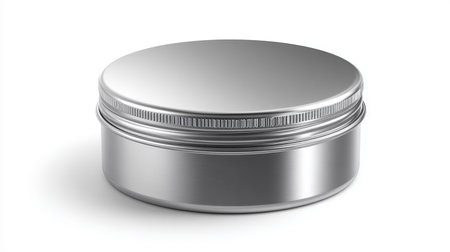 Blank silver cosmetic jar isolated on white background. 3d illustrationの素材