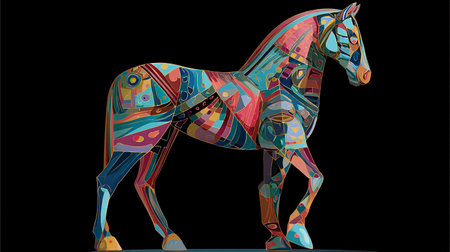 Horse with abstract colorful pattern. Vector illustration for your design.の素材