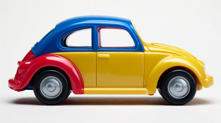 Toy car isolated on a white background. 3d render image.の素材