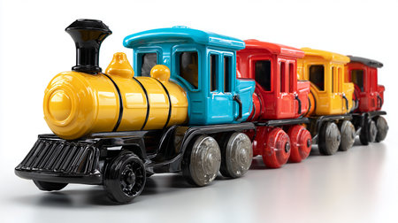 3d rendering of toy train on white background with clipping path.の素材