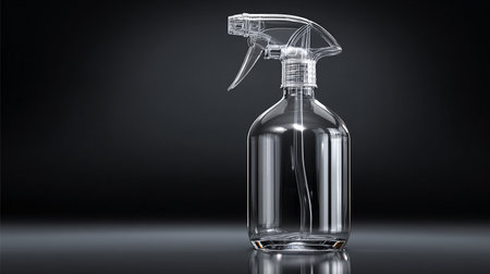 Spray bottle on black background. 3d illustration. Mock upの素材