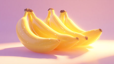 banana on pastel color background with soft light and shadow.の素材