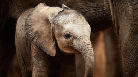 Close up of a baby elephant (Loxodonta africana)の素材