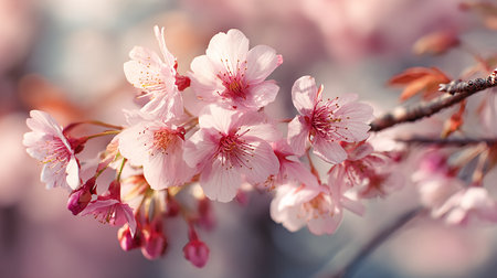 cherry blossom sakura in spring time with soft focus backgroundの素材