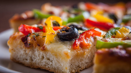Pizza with black olives, bell pepper and mozzarella cheeseの素材