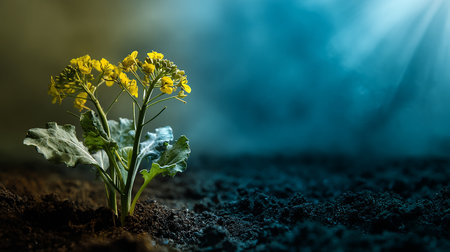 Plant seedling in soil. New life and agriculture concept.の素材