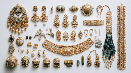 jewelry and bijouterie collection on the white backgroundの素材