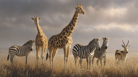 Giraffe, zebra, giraffe and zebrasの素材