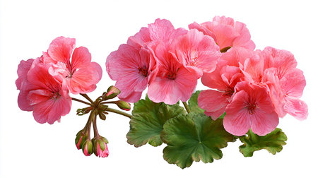 Pink geranium flowers isolated on white background. Clipping path included.の素材