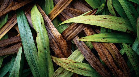 Tropical palm leaves background. Nature concept. Selective focus.の素材
