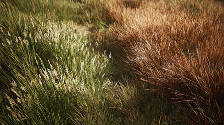 Dry grasses in the meadow. Close-up.の素材
