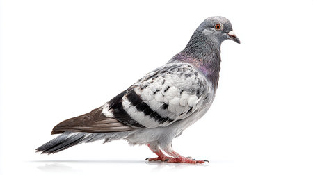 Pigeon isolated on white background. Clipping path included.の素材