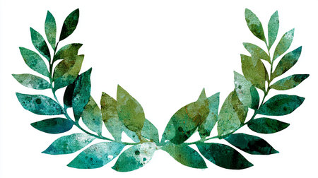Watercolor laurel wreath on white background. Watercolor illustration.の素材
