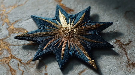 Christmas star on grunge background, closeup. Festive decorationの素材