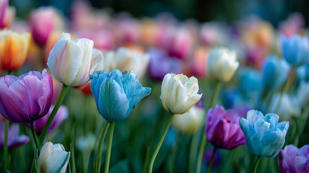 Tulip. Beautiful bouquet of tulips. colorful tulips. tulips in spring,colourful tulipの素材