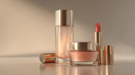 Cosmetic set on a white background. 3d render illustration.の素材